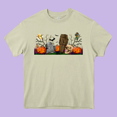 Headstone And Coffin Lebbey Glass Heavy Core Tee Designed By Bundleandbundleshop