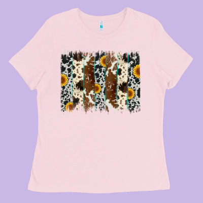Sunflower Cowhide Brush Stroke Ladies Tee Designed By Artiststas