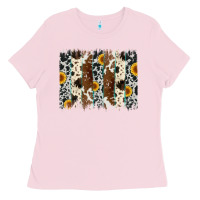 Bubblegum Pink sunflower cowhide brush stroke Ladies Tee - Artiststas