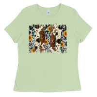 Matcha sunflower cowhide brush stroke Ladies Tee - Artiststas