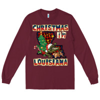 Burgundy christmas in louisiana Long Sleeve Tee - CowGirlArtShop