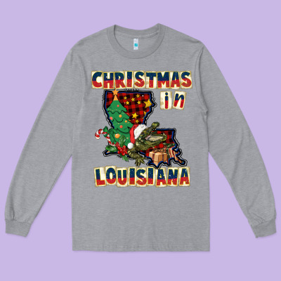 Christmas In Louisiana Long Sleeve Tee Designed By Cowgirlartshop