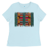 Baby Blue sunflower serape brush stroke Ladies Tee - Artiststas