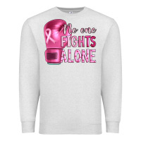 Oatmeal Heather Breast cancer no one fights alone boxing Premium Sweatshirt - Artiststas