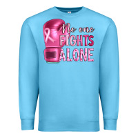 Ocean Blue Breast cancer no one fights alone boxing Premium Sweatshirt - Artiststas
