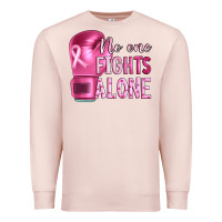 Pale Pink Breast cancer no one fights alone boxing Premium Sweatshirt - Artiststas