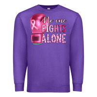 Purple Breast cancer no one fights alone boxing Premium Sweatshirt - Artiststas