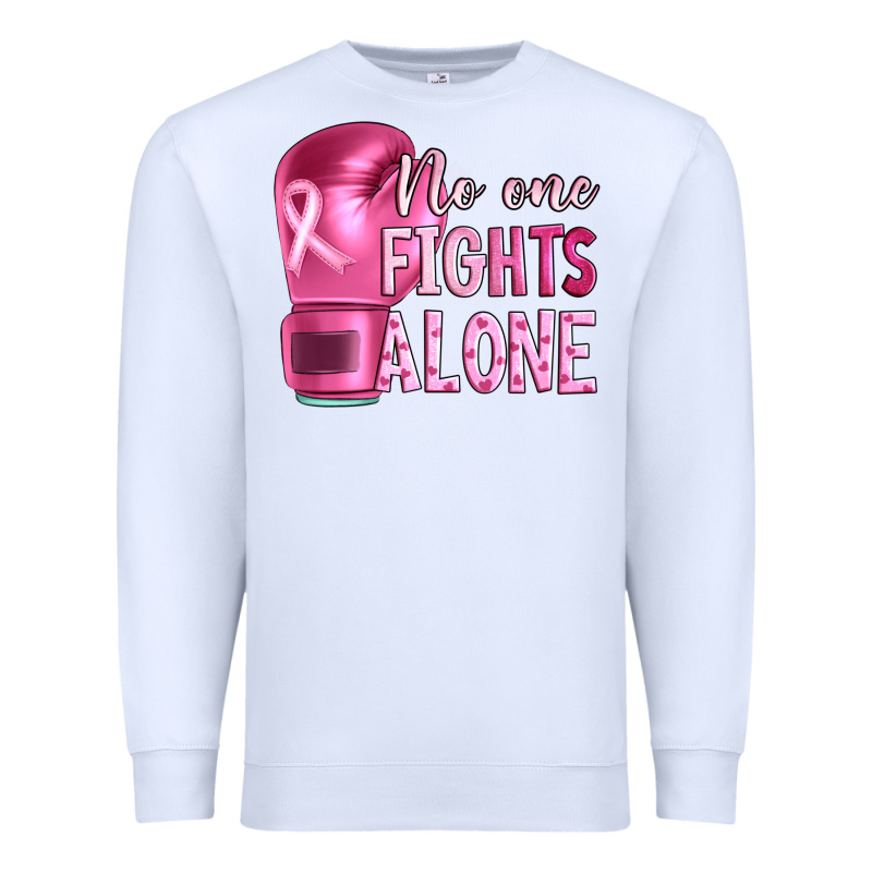 Breast Cancer No One Fights Alone Boxing Premium Sweatshirt by Artiststas | Teevron