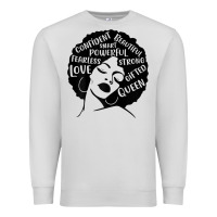 Dove Grey Womens Strong Black Woman Afro Message Premium Sweatshirt - lanVoArt
