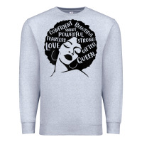 Heather Grey Womens Strong Black Woman Afro Message Premium Sweatshirt - lanVoArt