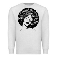 Oatmeal Heather Womens Strong Black Woman Afro Message Premium Sweatshirt - lanVoArt