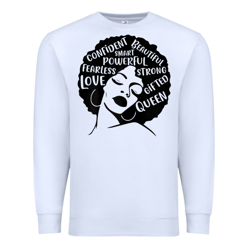 Womens Strong Black Woman Afro Message Premium Sweatshirt by lanVoArt | Teevron