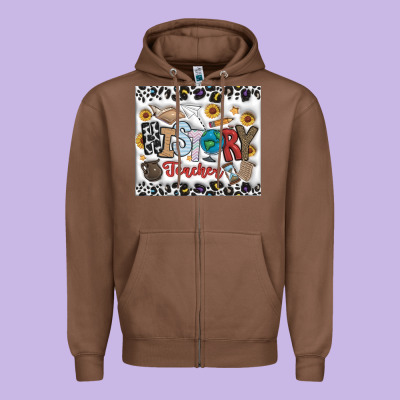 Histtory Teacher Zipper Hoodie Designed By Cowhidedigitalart