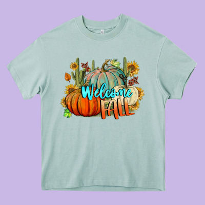 Welcome Fall Pumpkins Heavy Core Tee Designed By Bundleandbundleshop