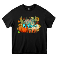 Black Welcome Fall Pumpkins Heavy Core Tee - BundleAndBundleShop