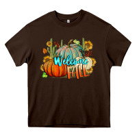 Chocolate Brown Welcome Fall Pumpkins Heavy Core Tee - BundleAndBundleShop