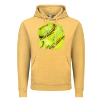 Vintage Mustard Softball background Vintage Hoodie - HowdyJamesFarm