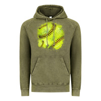 Vintage Olive Softball background Vintage Hoodie - HowdyJamesFarm