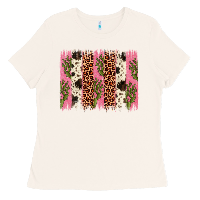 Cactus Leopard Cowhide Brush Stroke Ladies Tee by Artiststas | Teevron