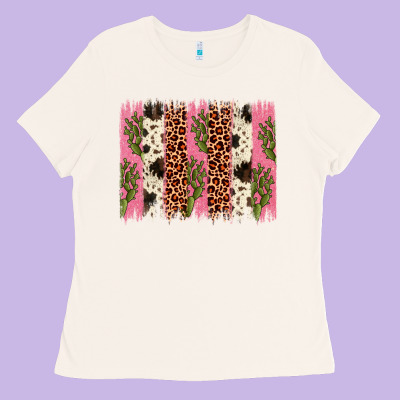 Cactus Leopard Cowhide Brush Stroke Ladies Tee Designed By Artiststas