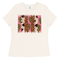 Bone cactus leopard cowhide brush stroke Ladies Tee - Artiststas