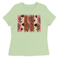 Matcha cactus leopard cowhide brush stroke Ladies Tee - Artiststas