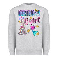 Heather Grey birthday girl 5 Heavyweight Sweatshirt - BundleAndBundleShop