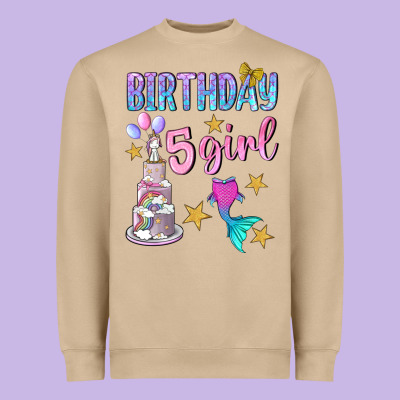 Birthday Girl 5 Heavyweight Sweatshirt Designed By Bundleandbundleshop
