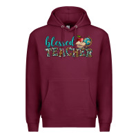 Burgundy blessed teacher Premium Hoodie - BundleAndBundleShop