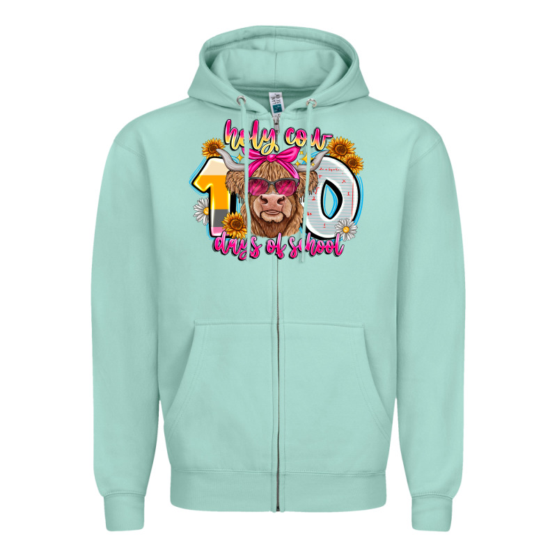Holy Cow 100 Days Of School Zipper Hoodie by CowhideDigitalArt | Teevron