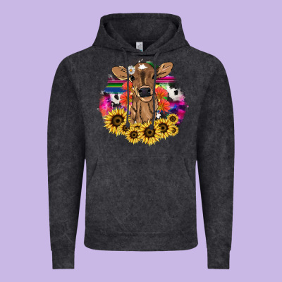 Baby Cow Flower Vintage Hoodie Designed By Howdyjamesfarm