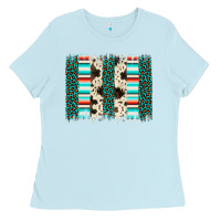 Baby Blue leopard cowhide brush stroke Ladies Tee - Artiststas