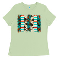 Matcha leopard cowhide brush stroke Ladies Tee - Artiststas