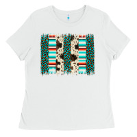 White leopard cowhide brush stroke Ladies Tee - Artiststas