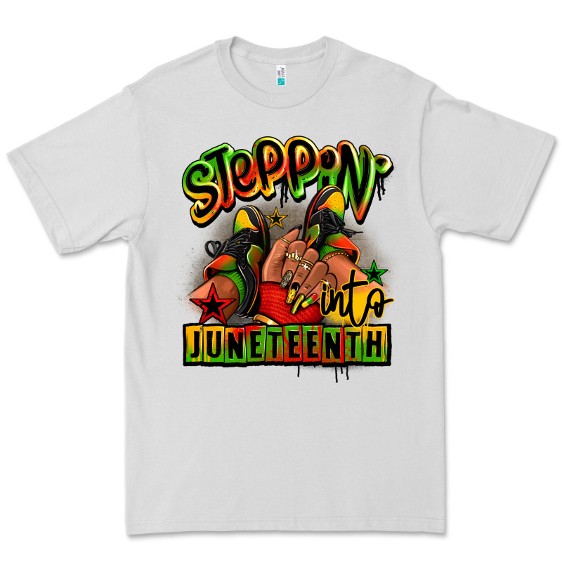 Steppin' Into Juneteenth Black Girl Sneakers Premium Tee by RanaPortraitStore | Teevron