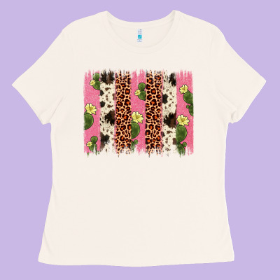 Cactus Leopard Cowhide Brush Stroke Ladies Tee Designed By Artiststas