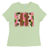 Matcha cactus leopard cowhide brush stroke Ladies Tee - Artiststas