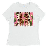 White cactus leopard cowhide brush stroke Ladies Tee - Artiststas