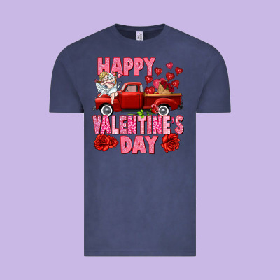 Happy Valentine's Day Red Truck Vintage Tee Designed By Howdyjamesfarm