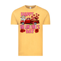Vintage Mustard Happy Valentine's day red truck Vintage Tee - HowdyJamesFarm