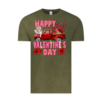 Vintage Olive Happy Valentine's day red truck Vintage Tee - HowdyJamesFarm