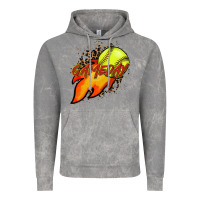 Cloud Rock Softball game day leopard fire and ball Vintage Hoodie - HowdyJamesFarm