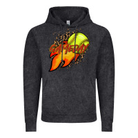 Vintage Black Softball game day leopard fire and ball Vintage Hoodie - HowdyJamesFarm