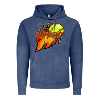 Vintage Denim Softball game day leopard fire and ball Vintage Hoodie - HowdyJamesFarm