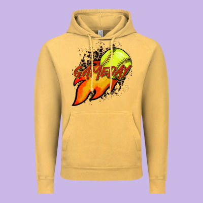 Softball Game Day Leopard Fire And Ball Vintage Hoodie Designed By Howdyjamesfarm