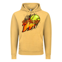 Vintage Mustard Softball game day leopard fire and ball Vintage Hoodie - HowdyJamesFarm