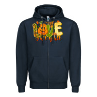 Navy Love Fall Y'all Zipper Hoodie - CowhideDigitalArt