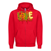 Red Love Fall Y'all Zipper Hoodie - CowhideDigitalArt