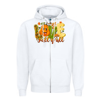 White Love Fall Y'all Zipper Hoodie - CowhideDigitalArt