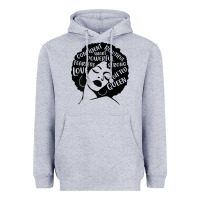 Heather Grey Womens Strong Black Woman Afro Message Heavyweight Hoodie - lanVoArt